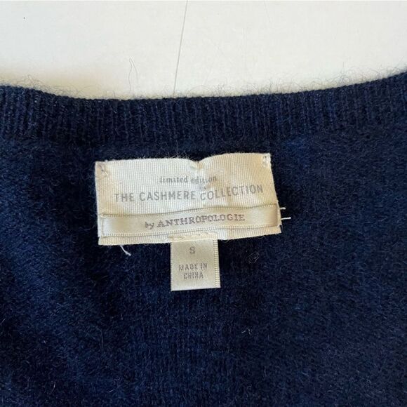 Anthropologie NAVY Cashmere Cassini Sweater Small - Picture 5 of 11